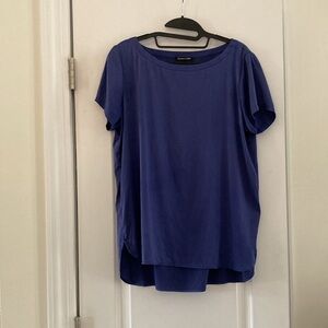 Eileen Fisher Blue Stretch Silk Charmeuse Tee XS